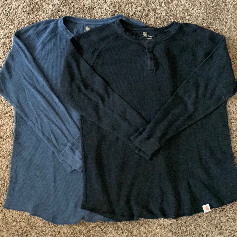 TWO Size Large Men’s Carhartt Thermal Henleys